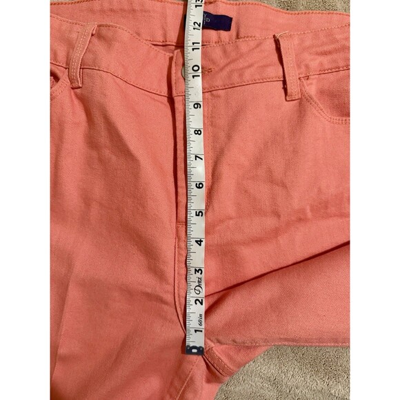 NYDJ Carmen Cropped Capri Jeans Womens Sz 12 Coral Denim Mid Rise Stretch - Picture 3 of 7